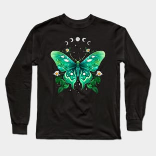 Luna Moth and Moon Long Sleeve T-Shirt